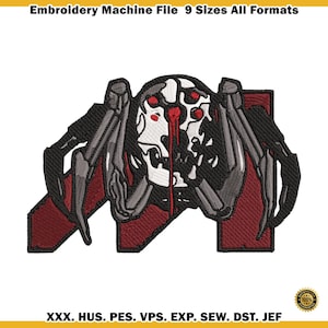 Motif de broderie araignée mécanique gothique, fichier Machine biomécanique arachnide (téléchargement instantané)