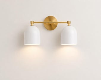 Aurelia Luxury White  Dome Brass Wall Sconce   Modern Dual Shade Designer Light Fixture