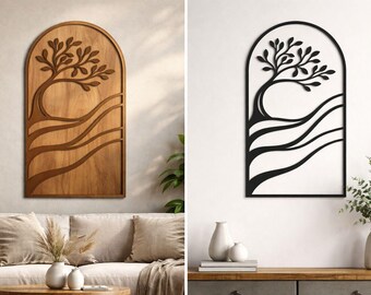 minimalistische Baum Wand Kunst | cnc laser cut Datei | Naturplatte für Holz & Metall | dxf ai eps pdf | sofort download