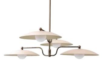 Moderne kroonluchter uit het midden van de eeuw, messing hangverlichting, Scandinavische moderne plafondlamp voor eetkamer