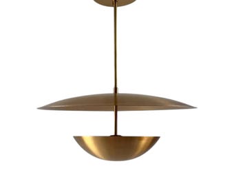 Mid Century Modern Brass Chandelier | Contemporary Pendant Lamp | Minimalist Ceiling Fixture | Dining Room Light