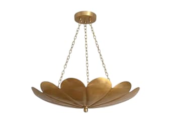 Lámpara de araña Lotus Brass, lámpara colgante floral hecha a mano, lámpara de techo vintage de latón, luminaria colgante floral moderna