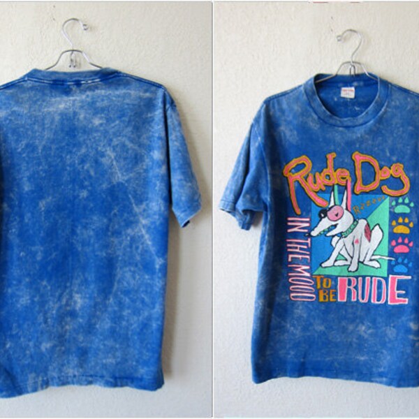 80's RUDE DOG Neon Acid Wash T Shirt