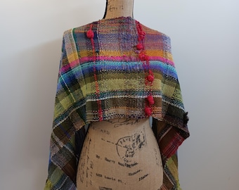 Handwoven Oversized Scarf: Acrylic Wool Cottagecore Shawl