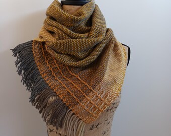 Handwoven Wool Blend Scarf: Oversized Yellow Shawl