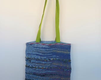Handwoven Tote Bag: Upcycled Fabric Lining, Eco-Friendly Market Bag