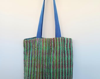 Handwoven Tote Bag: Upcycled Fabric Lining, Eco-Friendly Market Bag