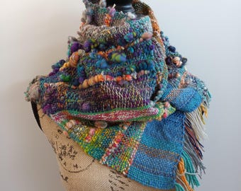 Oversized boho handwoven scarf. Handwoven shawl.