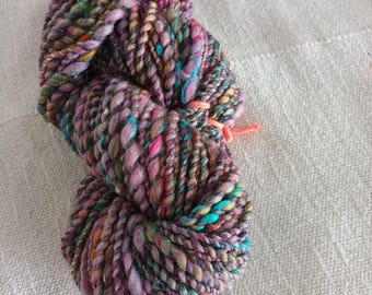Handspun Art Yarn – Textured Wool, Silk, Bamboo Blend – OOAK Fiber Art for Weaving, Crochet