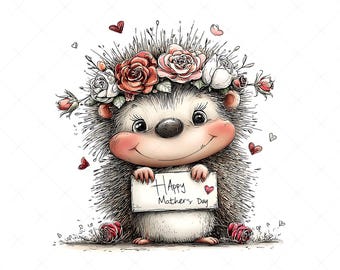 17 Skurrile glückliche Muttertag Waldtiere Clipart JPG | Waldtiere und Blumen