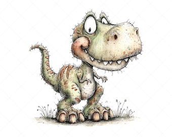 12 wunderliche Dinosaurier Clipart JPG | Dino Clipart für Kinder Illustrationen | Lustiges Dinosaurier JPG für Kinder und Kinderzimmer