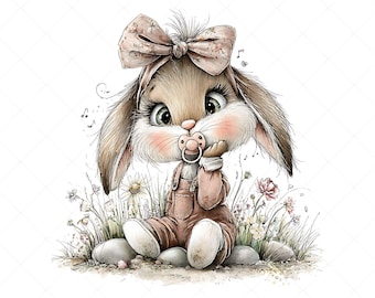 23 wunderliche Baby Häschen Clipart Jpg Bundle | Aquarell schrullige Tier Illustrationen Set