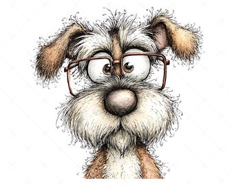 30 Whimsical Dogs Wearing Funny Glasses Clipart JPG, Dog Breeds | Nursery & Kids Illustration Bundle