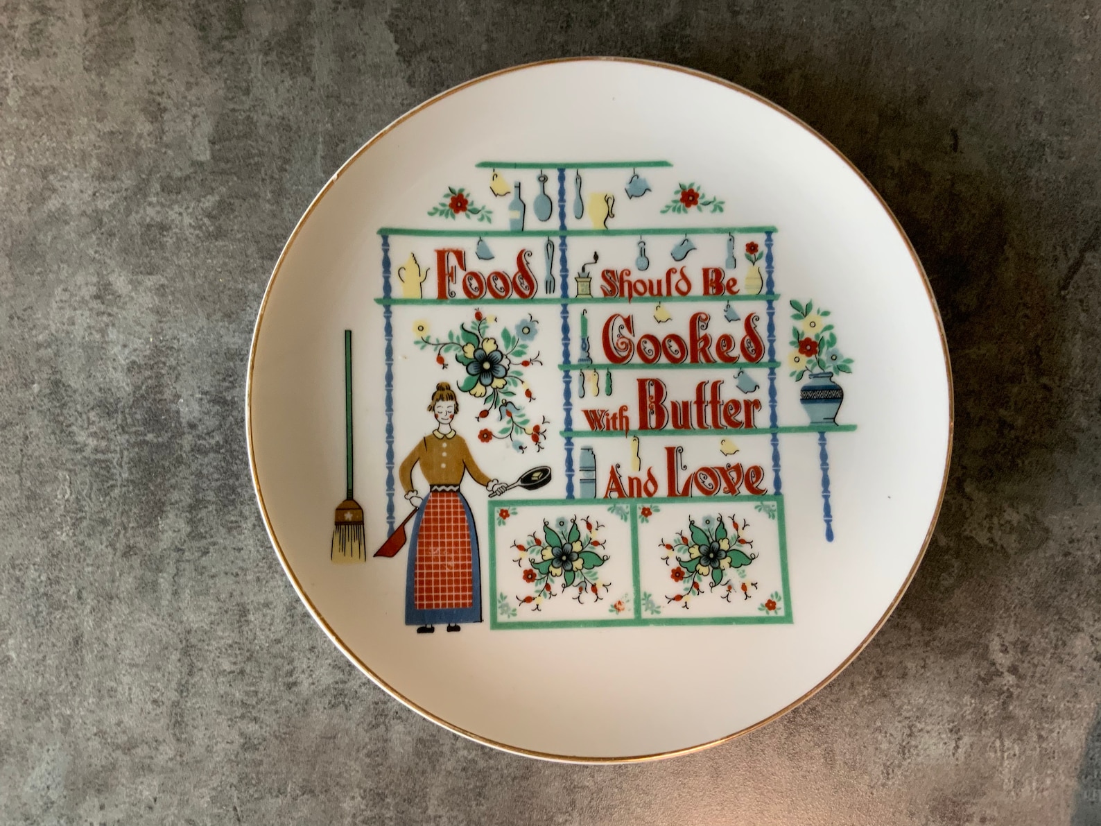 Set Of Three Decorative Kitchen Plates Wall Decor Kitchen Etsy
