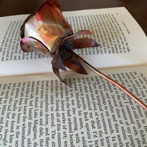 Birthday, Mothers Day Gift, Copper Rose/Flower, Handmade/Handcrafted Art, Anniversary Gift, Flower Art Sculpture image 9