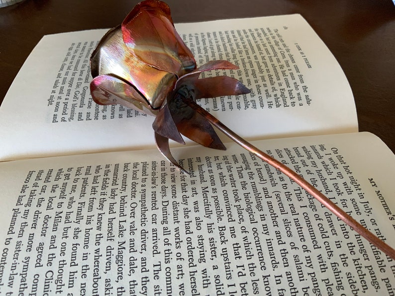 Birthday, Mothers Day Gift, Copper Rose/Flower, Handmade/Handcrafted Art, Anniversary Gift, Flower Art Sculpture image 9