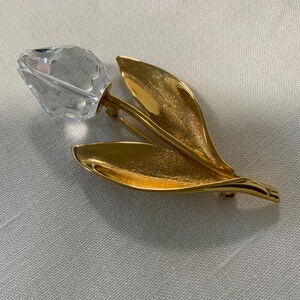 Swarovski Large Vintage Brooch, Gold Tone With Faceted Crystal Tulip, Collectible Brooch/Jewelry image 5