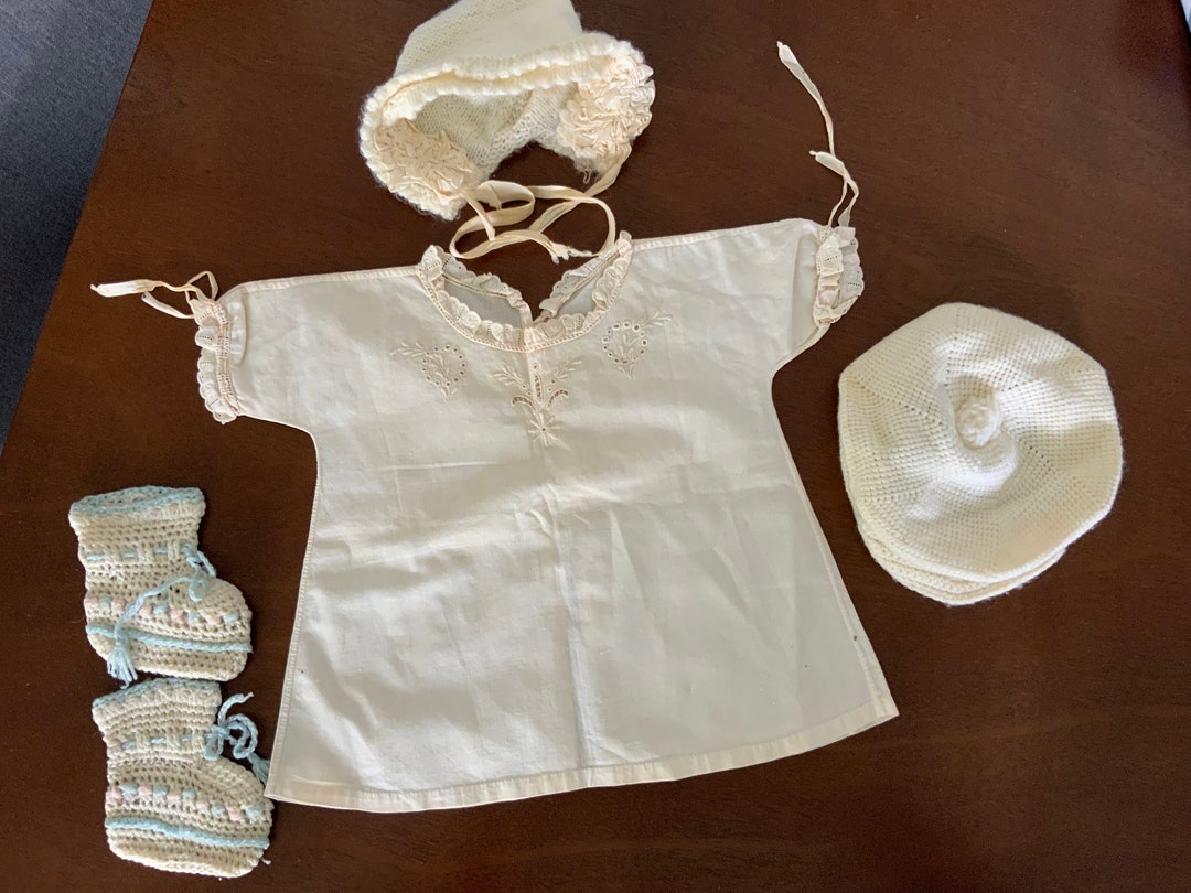Vintage New Born Baby Clothes From 1950 Booties Hats Dress Etsy