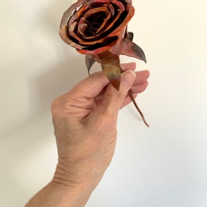 Birthday, Mothers Day Gift, Copper Rose/Flower, Handmade/Handcrafted Art, Anniversary Gift, Flower Art Sculpture image 7