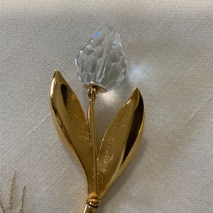 Swarovski Large Vintage Brooch, Gold Tone With Faceted Crystal Tulip, Collectible Brooch/Jewelry image 7