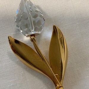 Swarovski Large Vintage Brooch, Gold Tone With Faceted Crystal Tulip, Collectible Brooch/Jewelry image 6