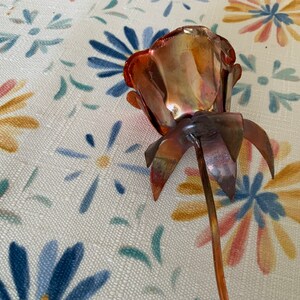 Birthday, Mothers Day Gift, Copper Rose/Flower, Handmade/Handcrafted Art, Anniversary Gift, Flower Art Sculpture image 4