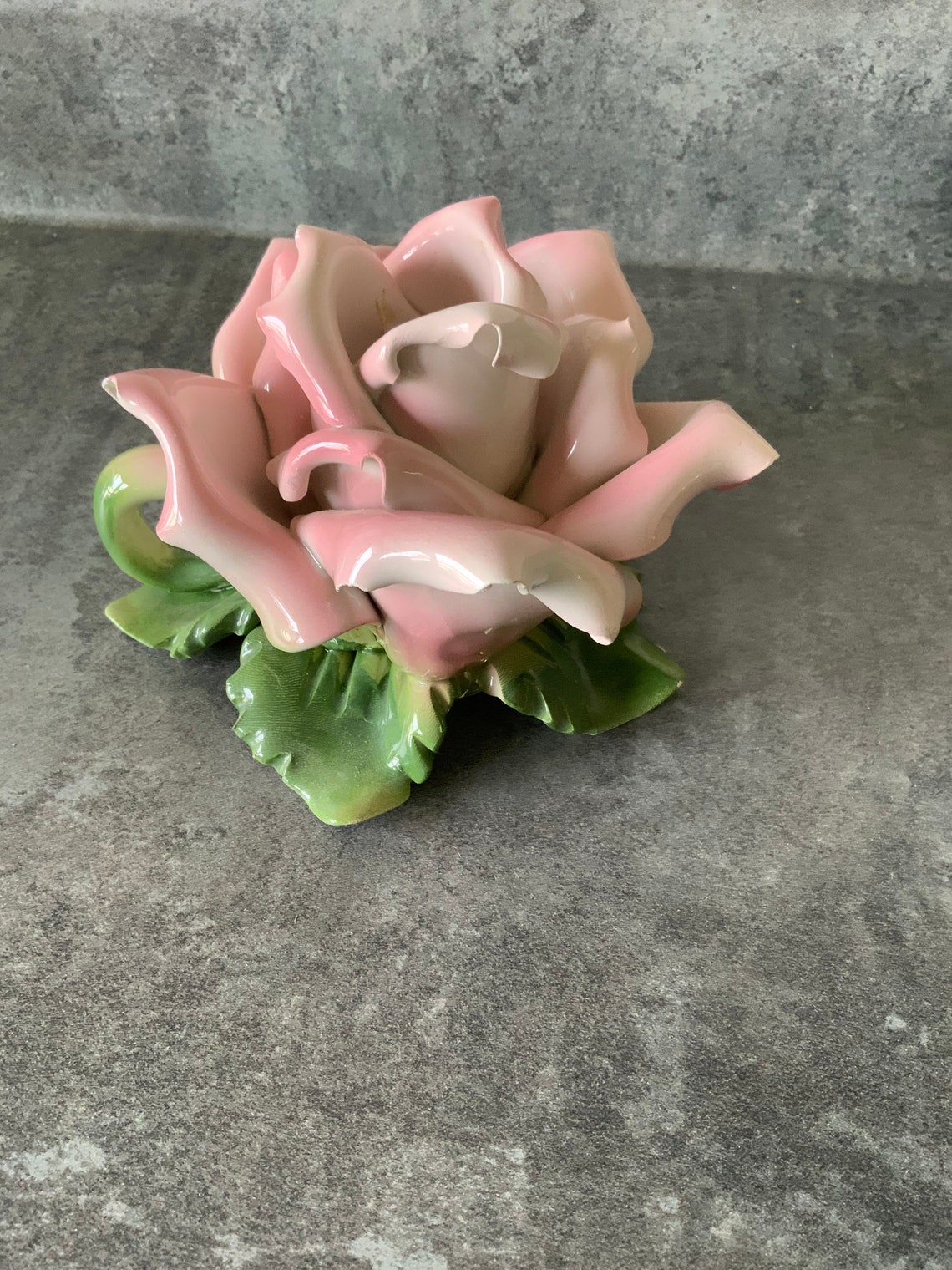 Italian Rose Porcelain Hand Painted Candle Holder Vintage Etsy