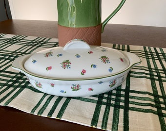 Petite Fleur Pattern Covered Casserole By Andrea/Sadek Ceramics, Oven To Table