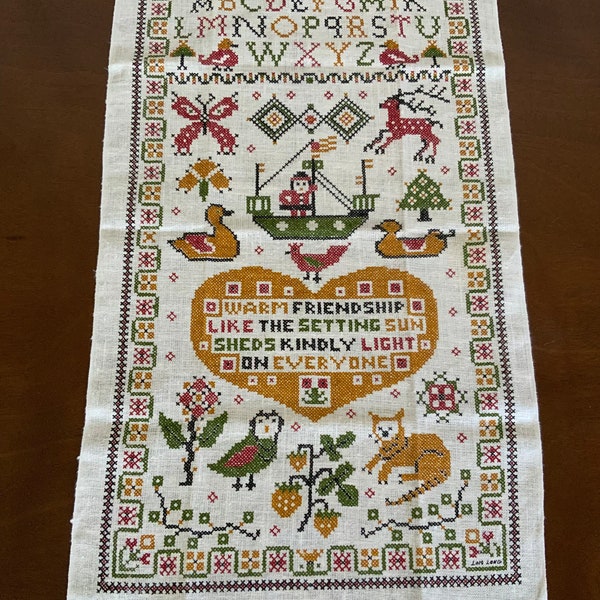 Charming Dish Towel, Sampler Style, Friendship, ABC Towel, Never Used, Collectible Linens