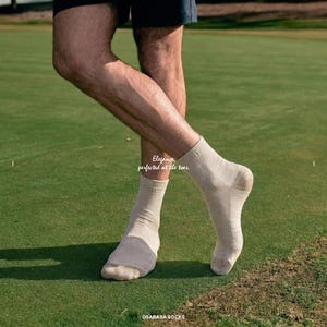 Men's Cotton Blend Crew Socks, Korean Made, Neutral Colors, Daily Wear