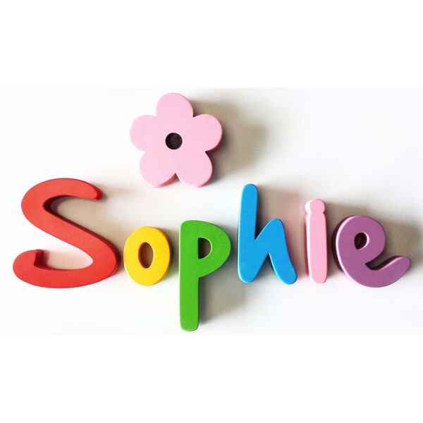 Wood name plaque letters, kids and toddlers bedroom doors or walls, made in Australia.