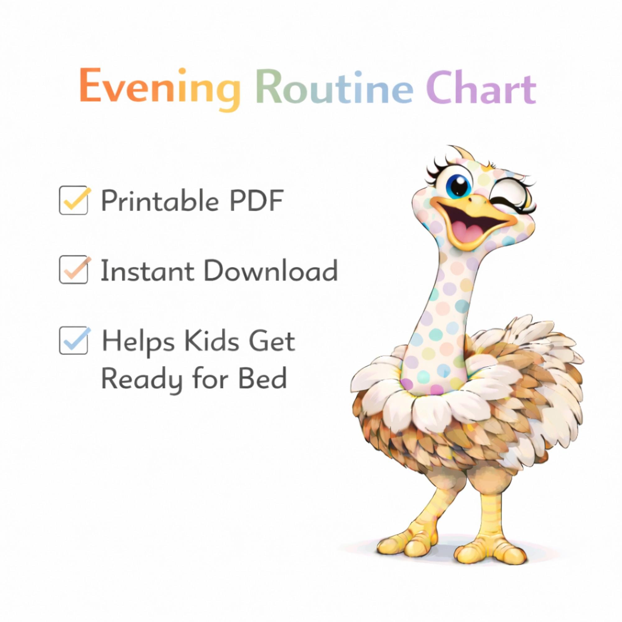 Evening Routine Chart Kids Printable, Bedtime Visual Schedule for ...
