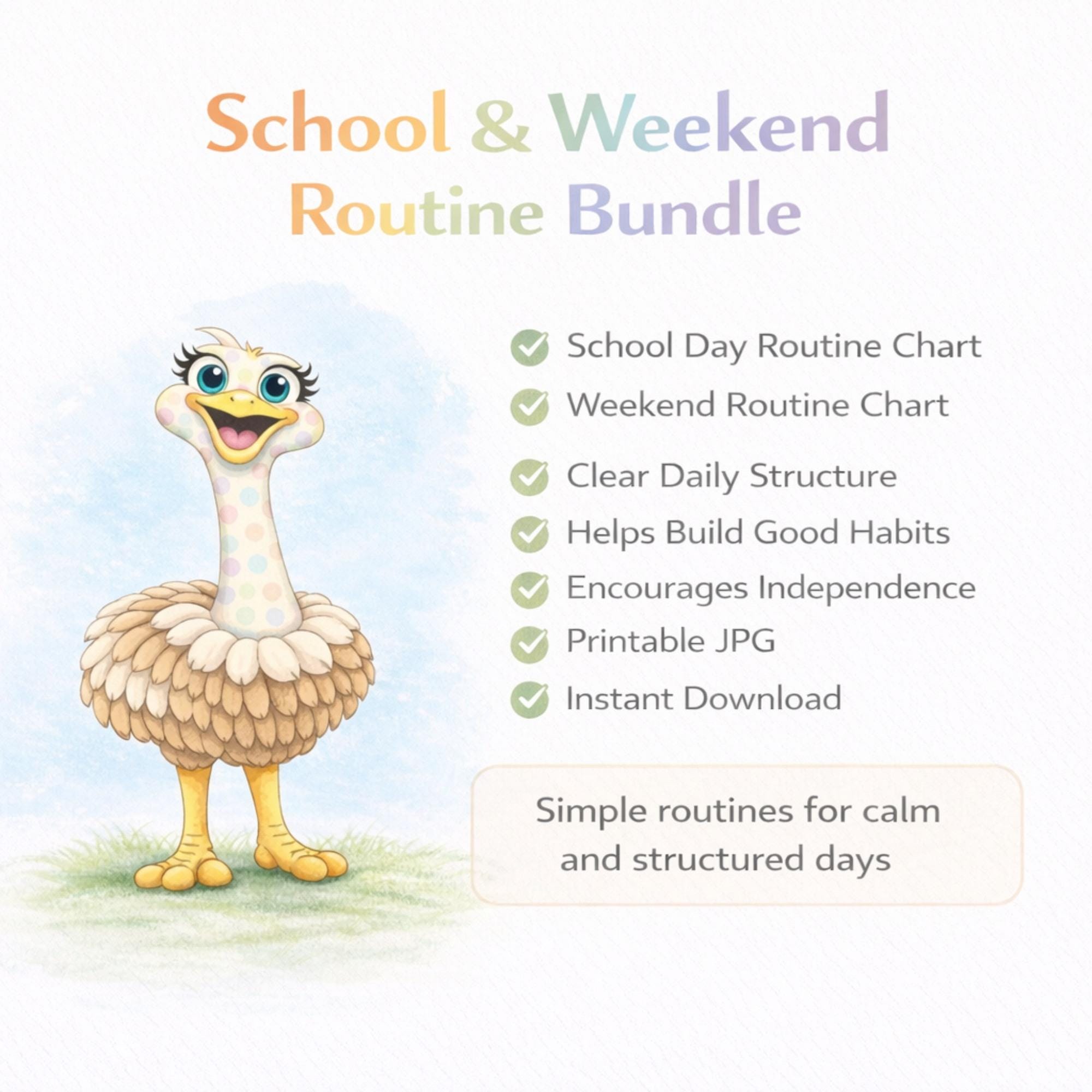 Kids Routine Chart Printable Bundle, School Day Schedule, Weekend ...