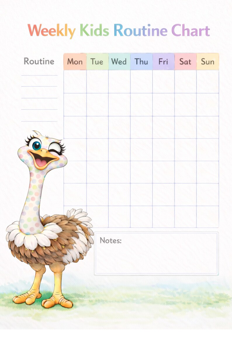 Weekly Roster For Kids Weekly Routine Printable, Kids Visual Schedule, Weekly Planner for ...