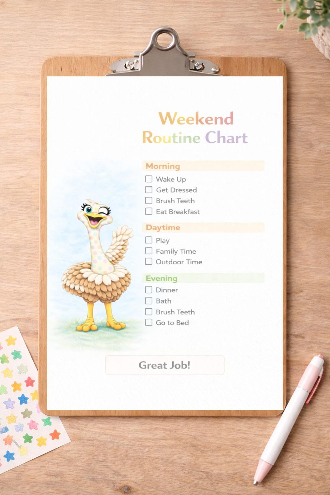 Weekend Schedule Printable for Kids – Visual Daily Checklist – Toddler ...