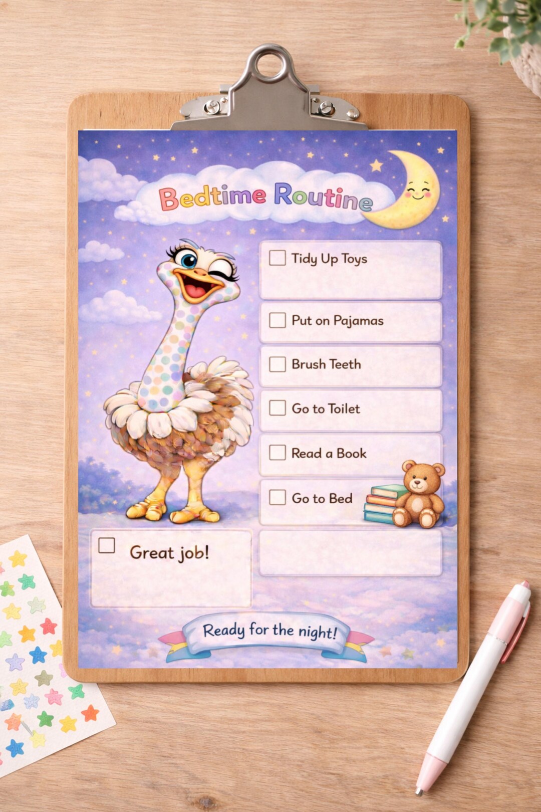 Bedtime Routine Chart Kids Printable, Visual Schedule for Children ...
