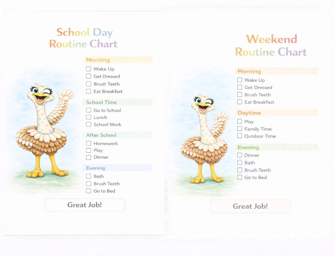 Kids Routine Chart Printable Bundle, School Day Schedule, Weekend ...
