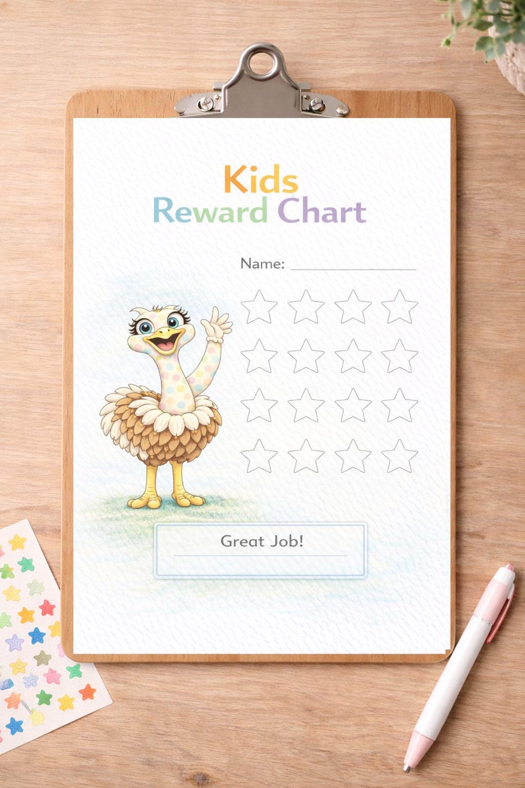 Reward Chart Kids Printable, Star Chart for Children, Daily Motivation ...