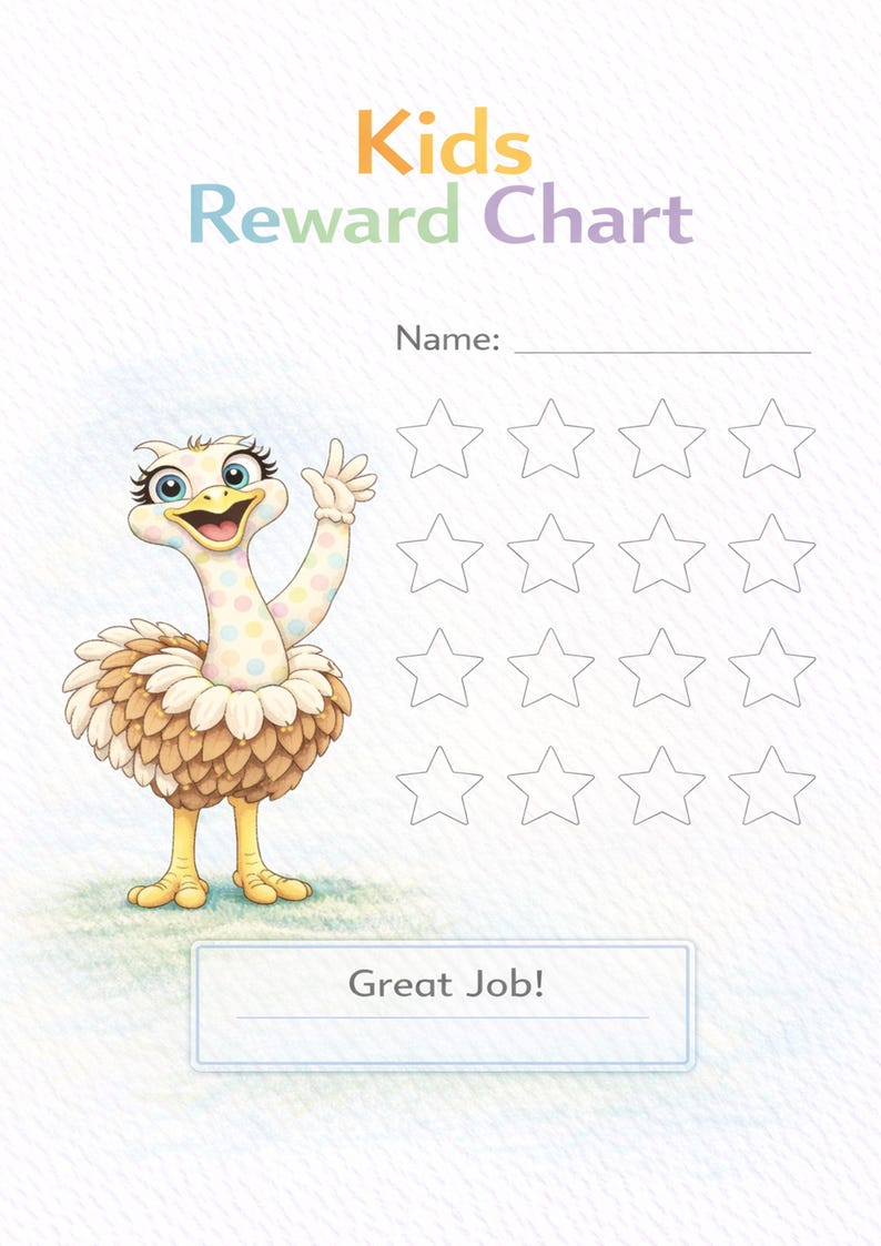 Reward Chart Kids Printable, Star Chart for Children, Daily Motivation ...