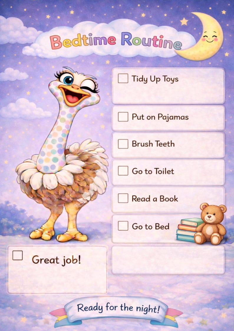 Read A Book Routine Visual Morning & Bedtime Routine Chart for Kids, Visual Schedule, Daily ...
