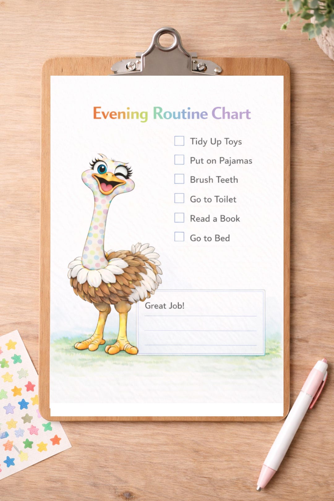 Evening Routine Chart Kids Printable, Bedtime Visual Schedule for ...