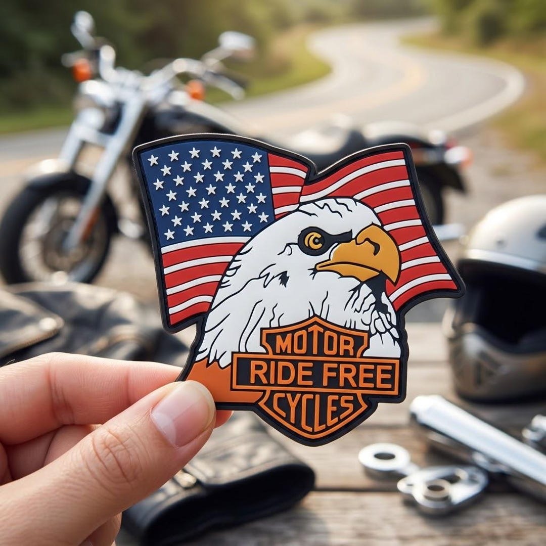 Ride Free Eagle PVC Patch, Patriotic Motorcycle Morale Badge, USA Biker ...