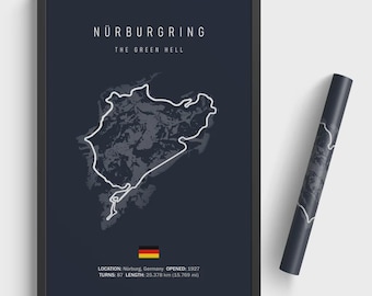 Nürburgring Racetrack Map Print • German Circuit Poster Formula 1 Wall Art • Racing Map Decor • Digital Motorsport Gift