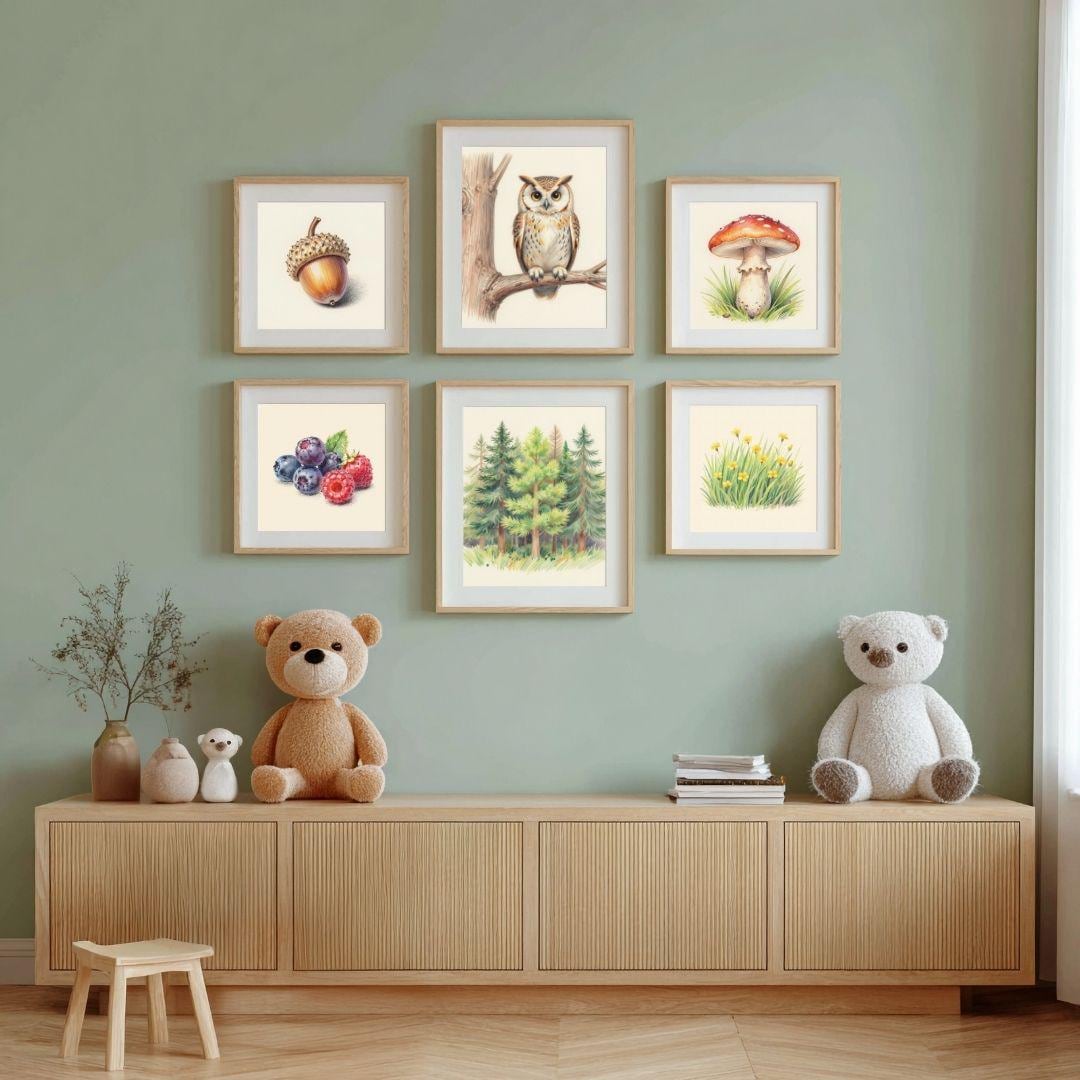 Woodland Nursery Prints, Forest Botanical Art Set (digital Download) - Etsy
