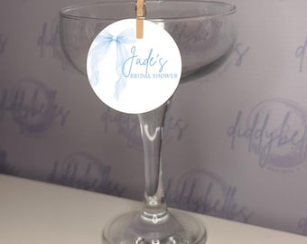 Personalised Bridal Shower Drink Toppers | Custom Name Hen Party Glass Tags
