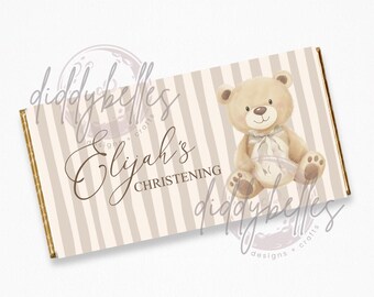 Personalized Baby Shower Chocolate Wrappers, Baby Bear Favors, Set of 20