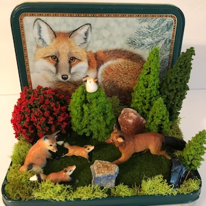 Handcrafted Miniature Diorama Woodland Cottage Scene Unique Artisan Display