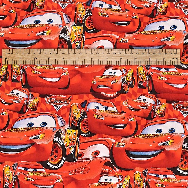 Disney Cars Pattern Disney Cars Lightning Mcqueen Fabric, Continuous Cut From 1/2 Yard Min ...
