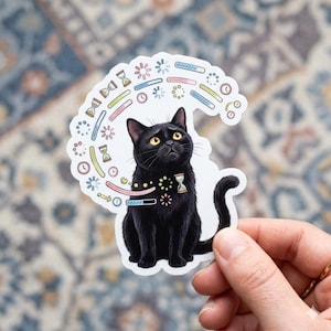 Black Cat Void Loading Sticker, Cute Silly Funny Sticker, Vinyl Waterproof Decor & Party Favors For Laptop Water Bottle Travel Gear