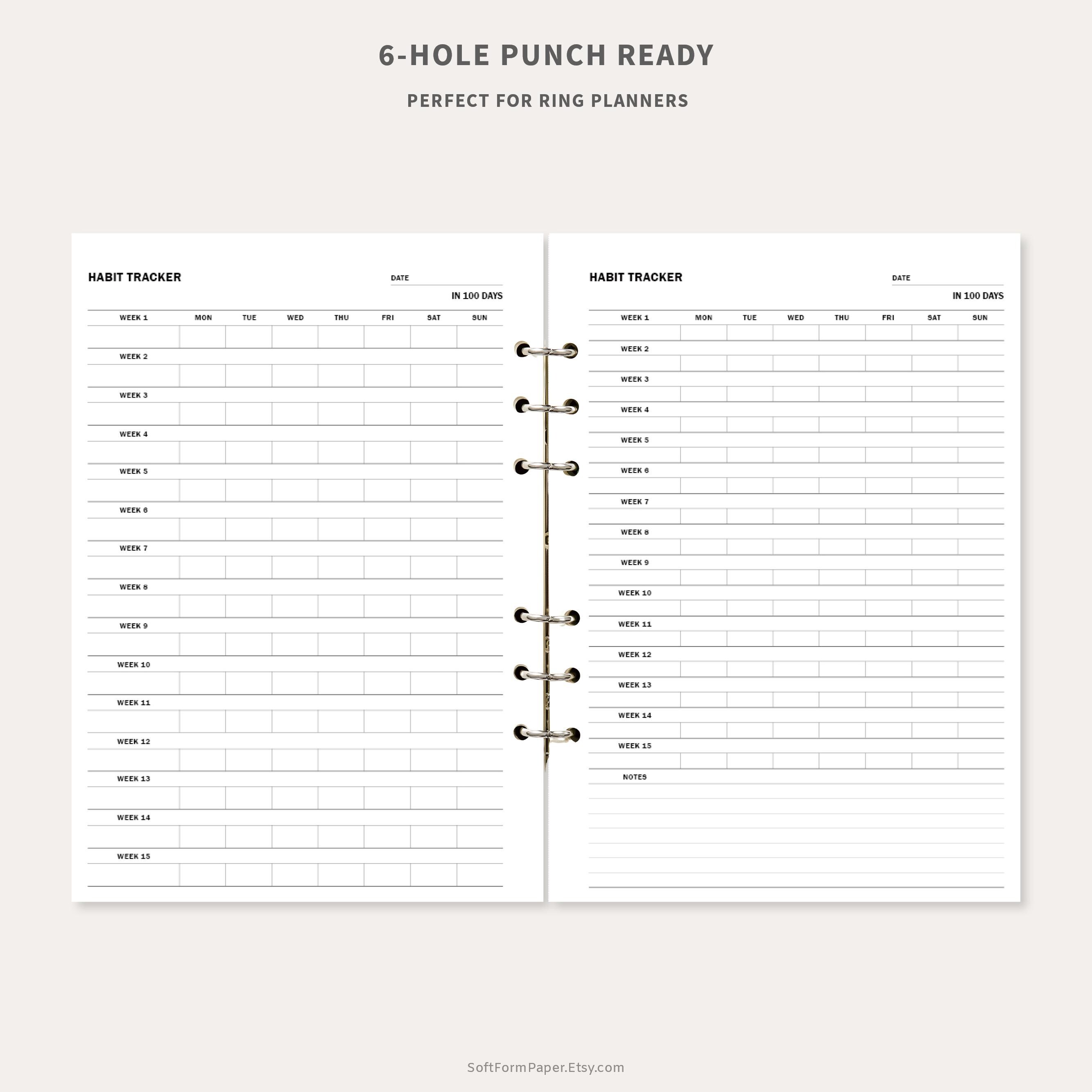 100 Day Habit Tracker Printable | Minimalist PDF Planner (A5) - Etsy